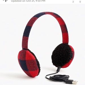 J Crew Bluetooth Earmuffs Red Black OS